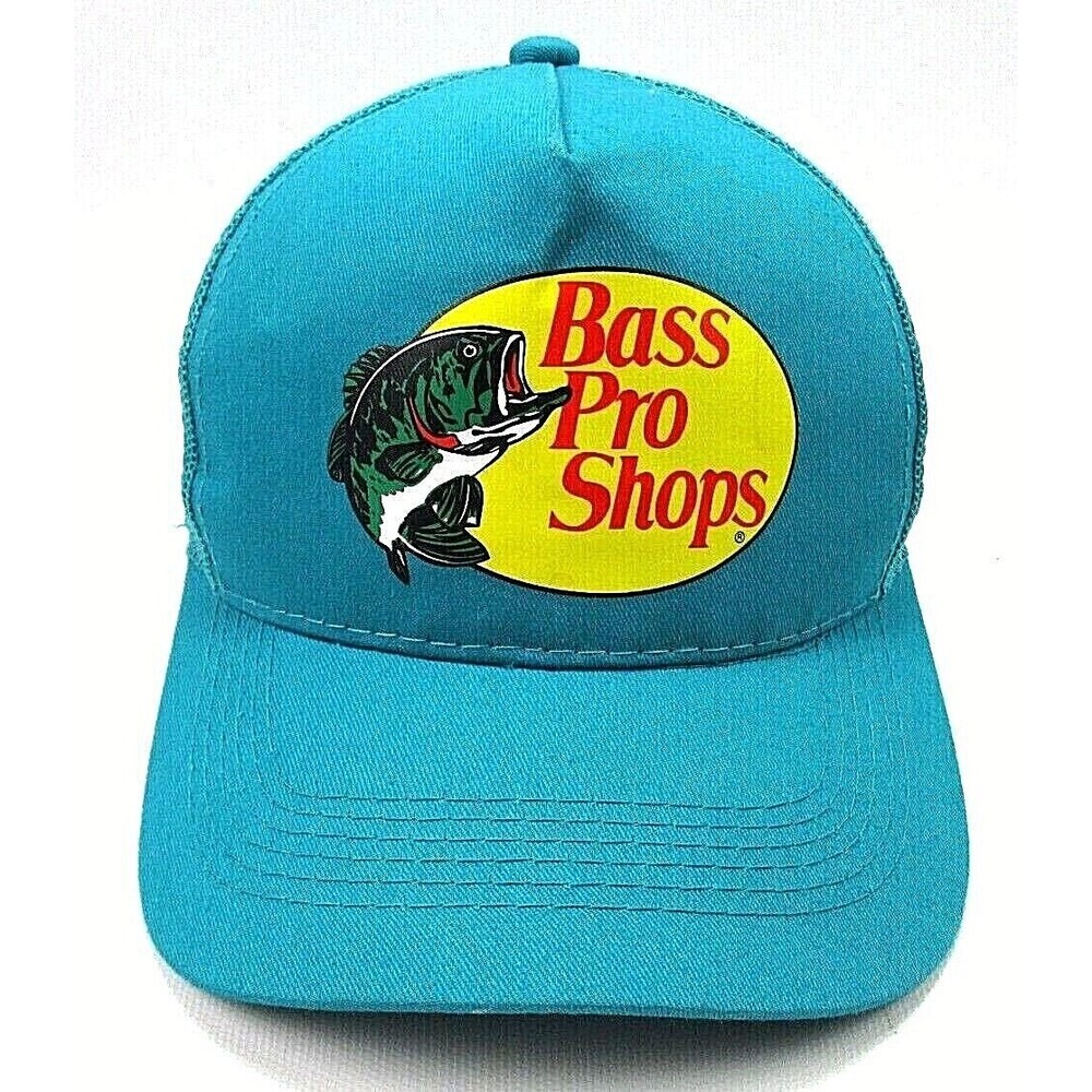 Bass Pro Shops Logo Mesh‎ Fishing Hunting Snapback Trucker Hat Cap Aqua